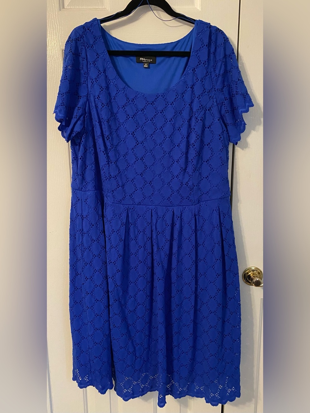 3X - RN STUDIO (JCPenney) Women's Blue Lace Scoop Neck Dress